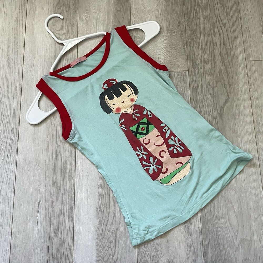 Forever 21 Tank Top vintage kuwaii womens Blue small y2k casual colorful asian